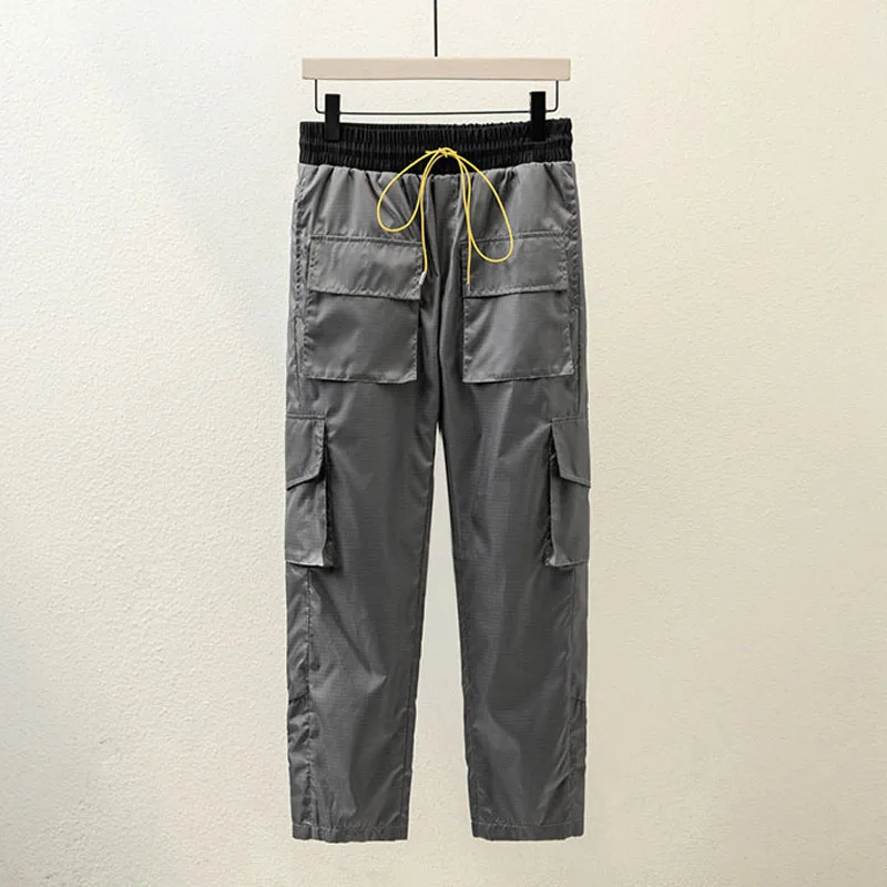 1 19SS RHUDE карманные джоггеры брюки карго мужские Высокое качество Rhude Пряжка для брюк подкладка сетка Нейлон Рабочие Rhude джоггеры - Цвет: 1
