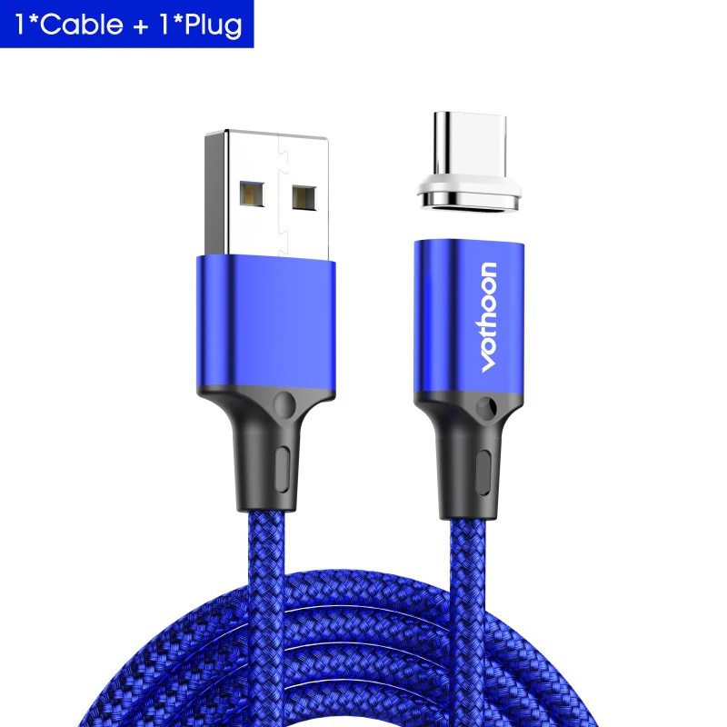 Blue Магнитный usb-кабель votoon для быстрой зарядки, кабель Micro USB type-C для iphone 11Pro Xs, Магнитный зарядный кабель для мобильного телефона, usb-шнур - Цвет: Blue