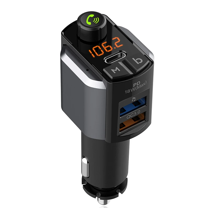 Автомобильное зарядное устройство CDEN PC 18 Вт QC3.0 с Bluetooth fm передатчик