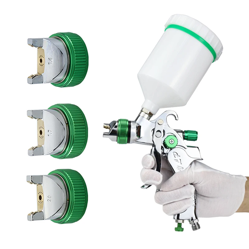 Pistola A Spruzzo A Tazza In Plastica Da 600Cc Pistola A Spruzzo Regolabile Ad Aria Pistola A Spruzzo Manuale A Mano, 1.4/1.7/2.0Mm Utensile Elettrico