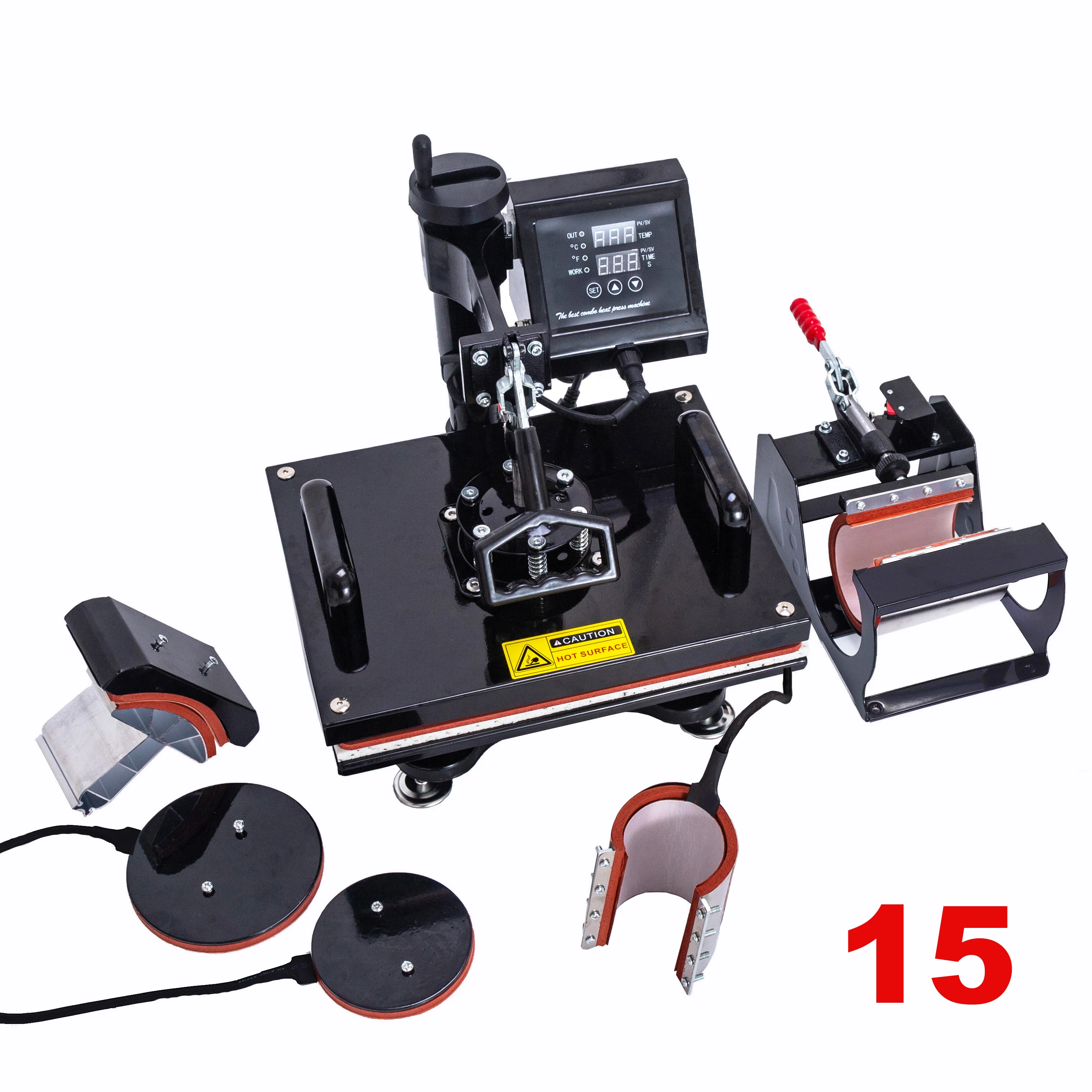 

5 in 1 New design 38*38CM Heat Press Printer Sublimation Machine Heat Press Machine for T-shirts Plates/Cap/Mug/Phone Covers