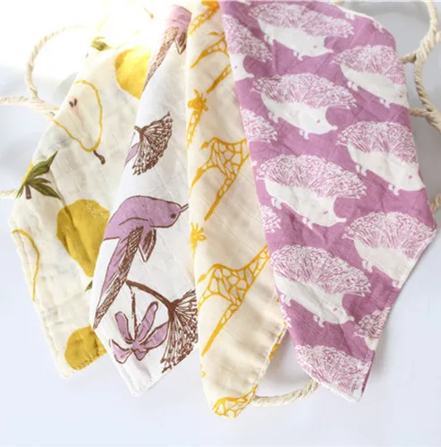  Muslin Gauze Bamboo Fabric Cotton Multi-functional Handkerchief 4-Layer Small Square Towel Infants 