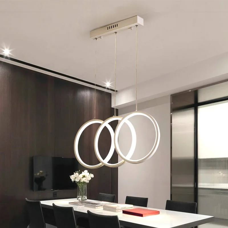 

Modern Pendant Light Simple Design Rings LED Lighting Fixture Hanging Lights Remote Dimmable Dining Room Light AC100-240V