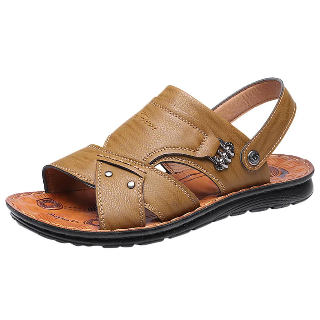 Vogue Men Sandals Summer Men Shoes Breathable Walking Beach Sports Slippers Outdoor men\x27s Shoes Openwork Leather 18Apl23