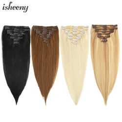 Isheeny Black Brown Remy Clip In Hair Extensions 14