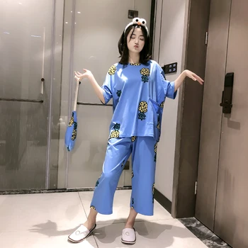

Women's Pajama Sets 2020 Summer Spring New Stylish Cotton Pyjamas For Girls 2 Pcs Casual Comfortable Sleepwear Good Quality