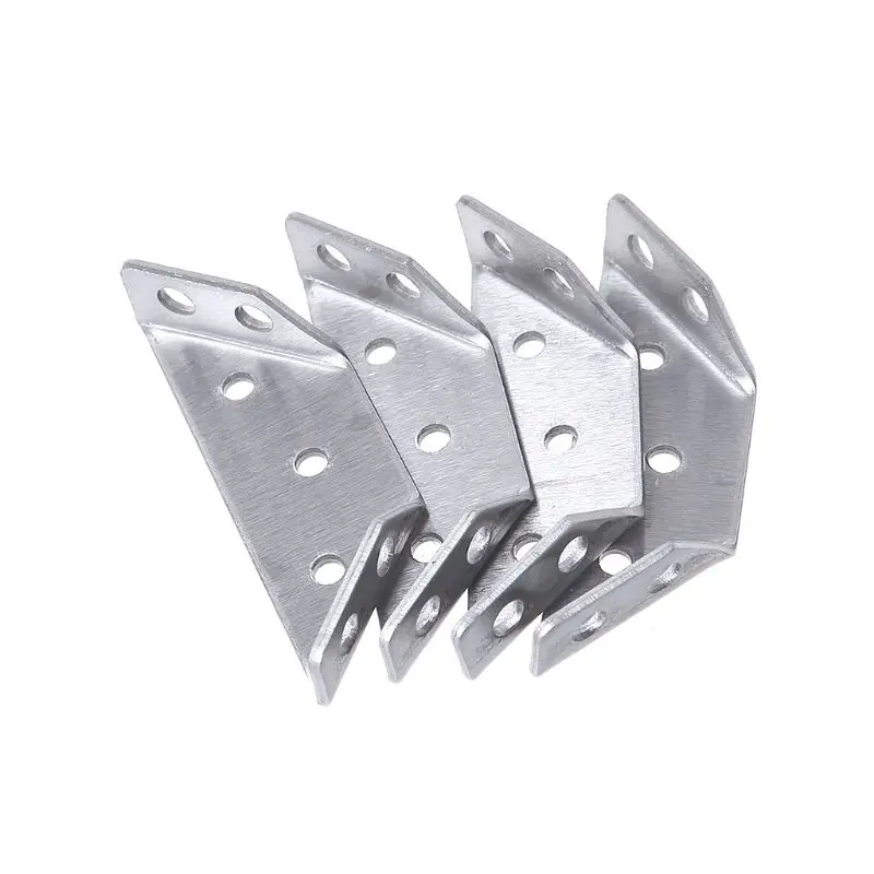 4pcs Stainless Steel Corner Brackets L-shaped 90 Degree Angle Code Furniture Hardware