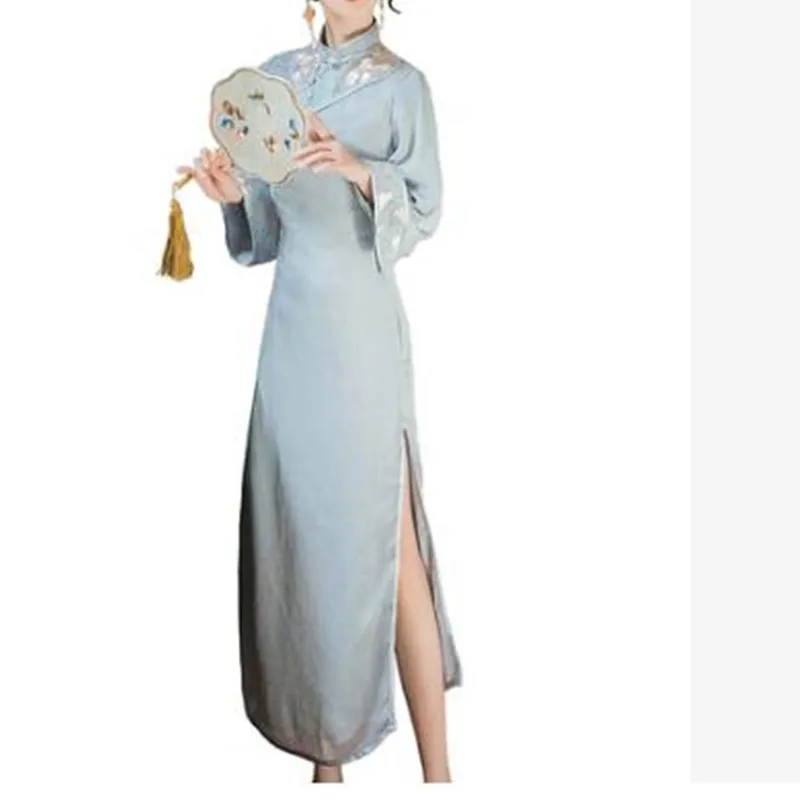 

Sweet Loose Dress New Spring Chinese style embroidered improved Midi dress