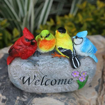 

Outdoor Resin Colorful Birds Crafts Decoration Garden Courtyard Welcome Brand Figurines Villa Landscaping Fake Animal Ornaments