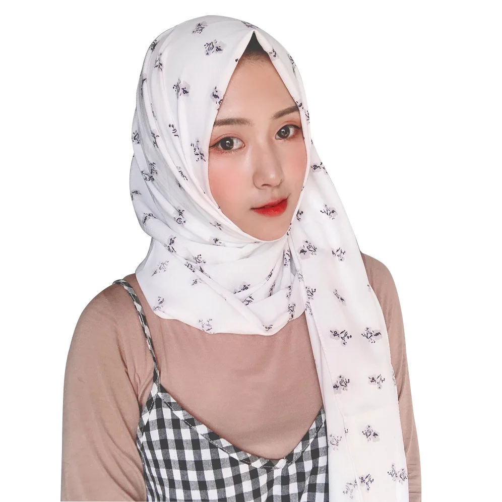 Хиджаб с принтом длинный шарф из хлопка для путешествий марля женщин Дубай