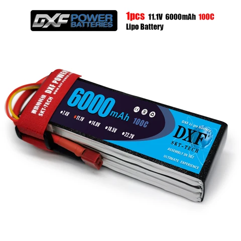 2020 DXF 2PCS lipo battery 3S 111V 6000mah 100C Max 200C Toys Hobbies For Helicopters RC Models Li polymer Battery title=
