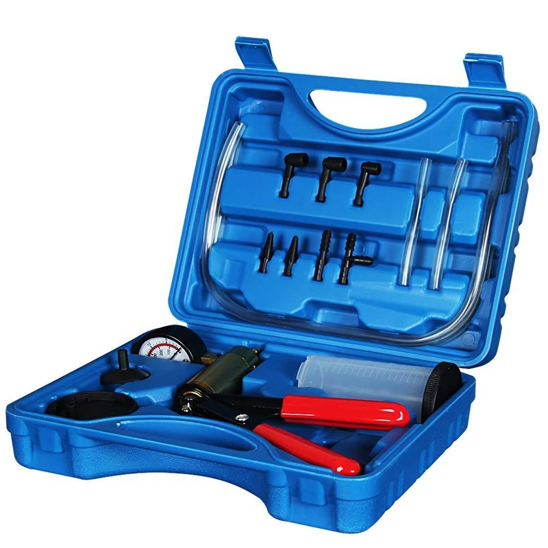 Cena Zestaw do odpowietrzania hamulców 2 w 1 ręczny zestaw do testowania pomp próżniowych do samochodów z obudową chronioną przed gąbką, adapterami, hamulcem jednokrotnym i Clu