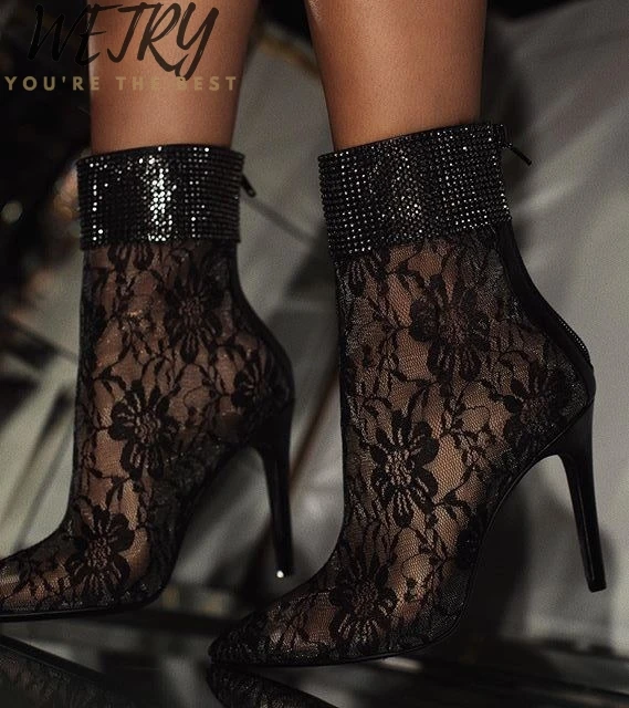 

Women boots Square High Heel winter Shoes Woman Sexy Flower Lace Hollow Peep Toe Gladiator Sandalias Plus Size 36-41