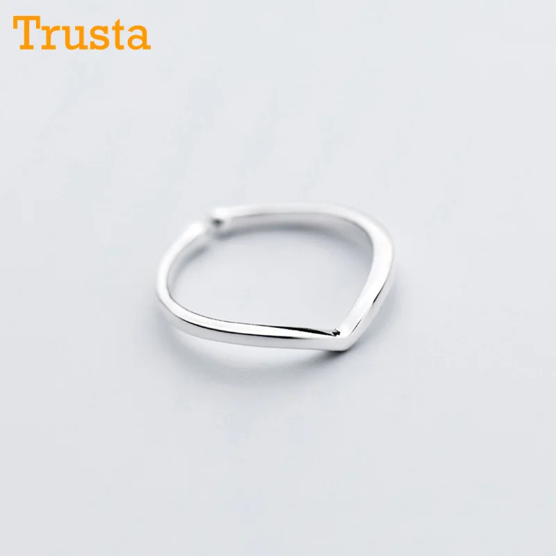 

Trusta 2018 Women V Shape Ring Letter Opening Fashion Jewelry Pure 100% 925 Sterling Silver Finger Rings Best Gift DS435
