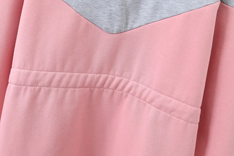 4XL большие длинные толстовки Модные утепленные Лоскутные розовые флисовые топы с капюшоном на молнии Женский пуловер Одежда