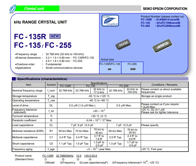 32.768KHz 3215 12.5pF 20ppm fc-135 passive SMR quartz crystal oscillator 32768khz 10pcs