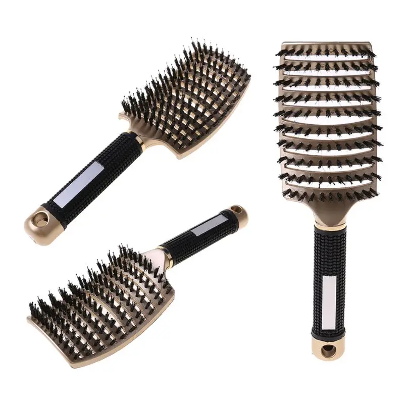 Salon Professional Hair Brush Comb Bristle & Nylon Scalp Massage Comb Wet Hair Brush