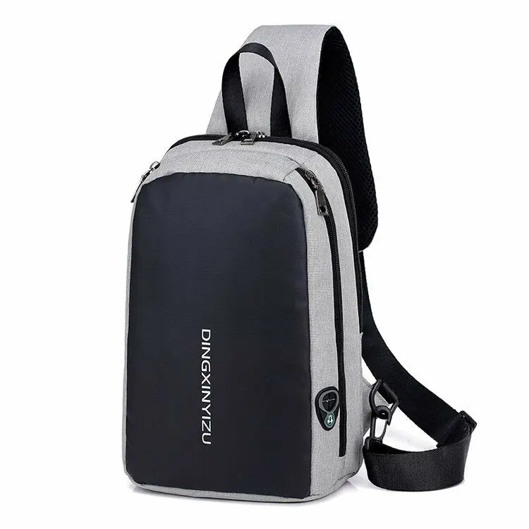 Men's Shoulder Crossbody Bags USB Charging Chest Pack Casual Man Messenger Bags