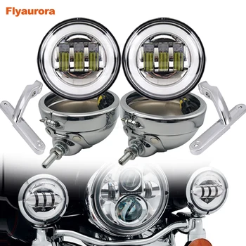 

4.5‘' LED Auxiliary Passing Spot fog light Motorcycle fogLights+Stainless Steel Motorcycle Bracket Universal Mount Stand Support