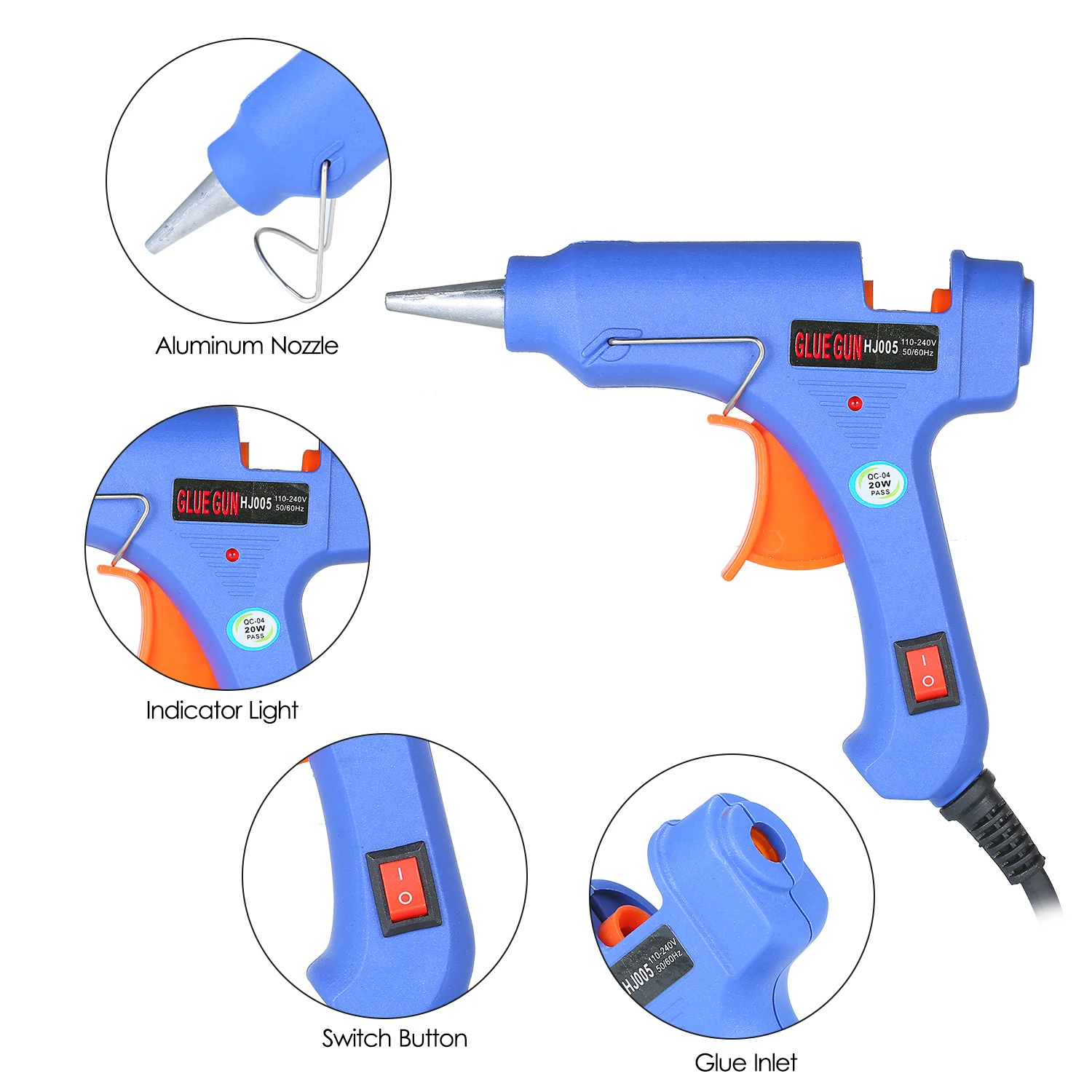 20 Вт DIY Клеевой пистолет для расплава клея термостат нагреватель клеевой пистолет с кнопкой переключения синий HJ005 плавильный пистолет