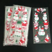 50 шт./лот, Рождественская целлофановая сумка для конфет, печенья, пластиковые вечерние сумки для конфет, сладостей, рождественские подарки, праздничные вечерние подарочные сумки
