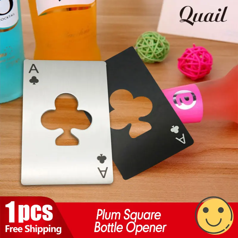 Quail 1pcs creative stainless steel plum flower bottle opener playing card opener beer Bar tools