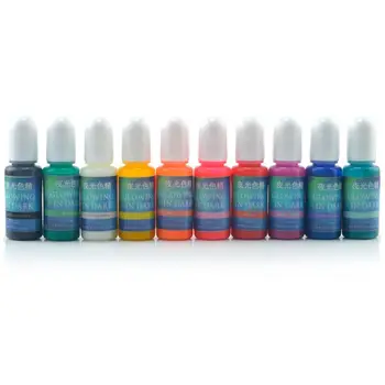

10 Colors Glowing in Dark Epoxy Resin Pigment Kit Luminous Colorant Liquid Resin Dye Jewelry Making