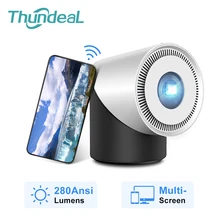 Thundeal mini projetor dlp 280ansi portátil hd projetor android ios telefone inteligente wi fi multitela ativo do obturador 3d proyector