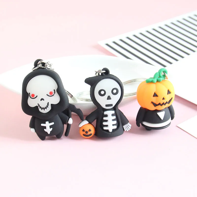 

1pc Cartoon Halloween Pumpkin Ghost Key Chain Doll Key Ring Gift For Women Girls Bag Pendant Figure Charms Key Chains Jewelry