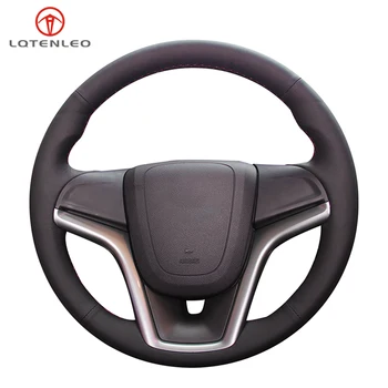 

LQTENLEO Black Artificial Leather Car Steering Wheel Cover For Chevrolet Malibu 2011-2018 Volt Camaro 2011-2015 Aveo 2016-2018