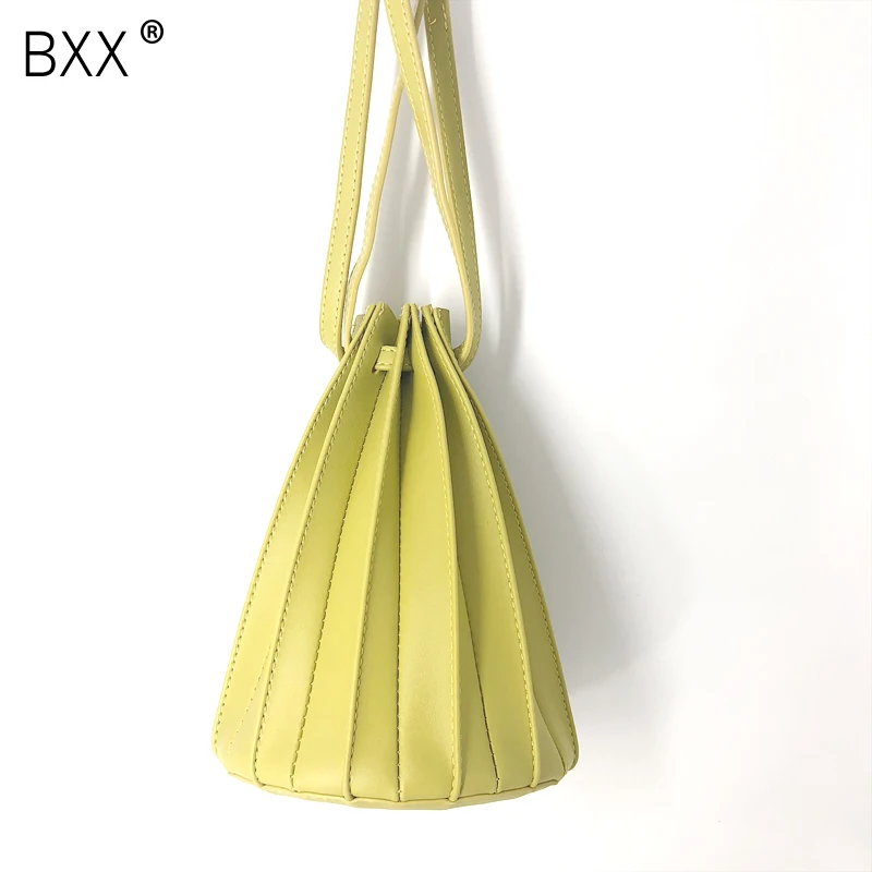 

[BXX] Women's Single Shoulder Crossbody Bag All-match Flap 2019 Brand Designer Pleated Bucket Package Casual Female Bag HG863