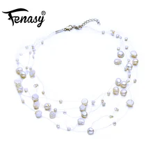 FENASY многослойное белое ожерелье-чокер из натурального жемчуга в стиле барокко для женщин, простой стиль, ручная работа, сделай сам, свадебные украшения, подарок