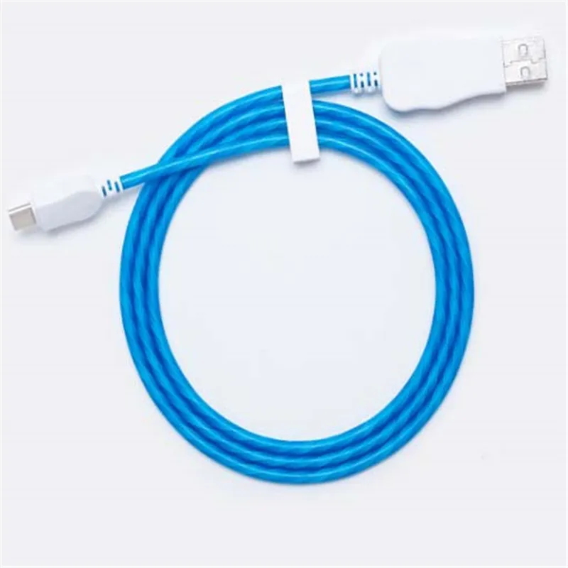 Течёт светодиодный кабель type-c для huawei samsung J5 J6 J7 S8 S9 Note 8 9 10 Pro Android Phone Micro USB кабель для быстрой зарядки - Цвет: Blue