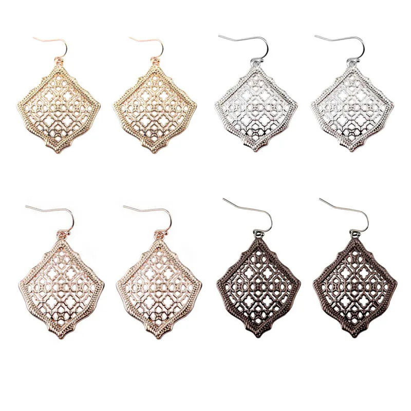 Cutout Hollow Filigree Morocco Drop Earrings for Women Cut Out Square Water Mother Day Gift |