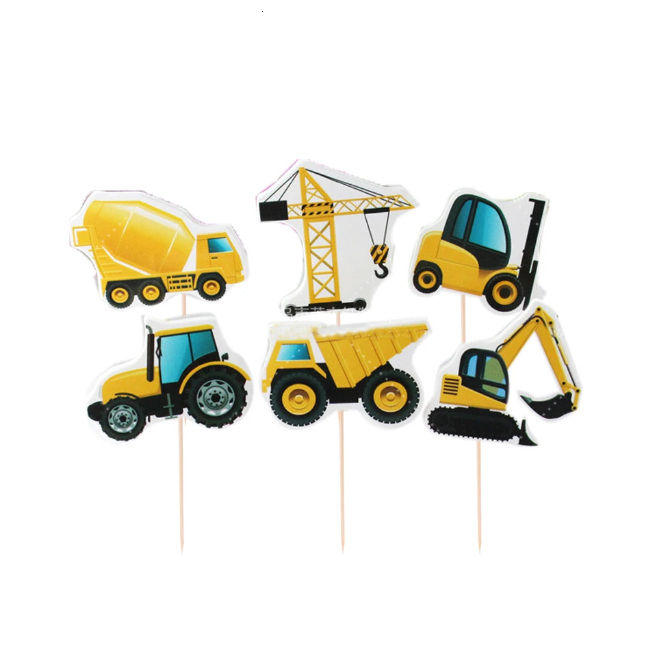 

1Set Excavator Vehicle Cupcake Topper Construction Tractor Cake Topper Table Decor Baby Shower Kids Boys Birthday Party Supplies