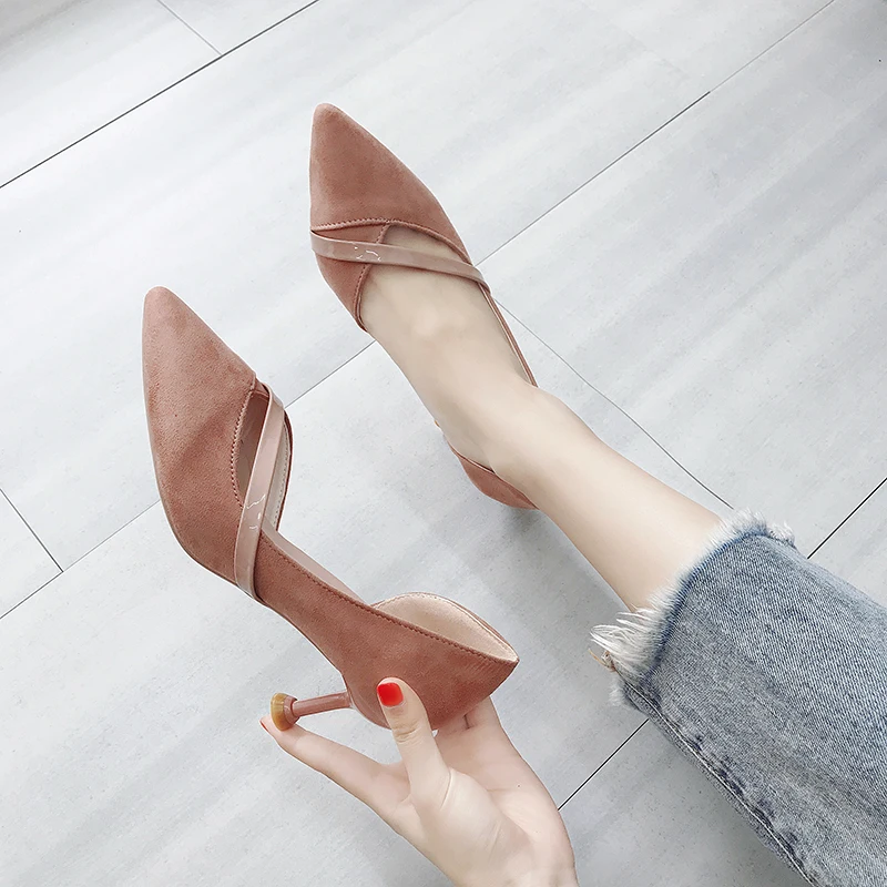 

2020 new style pointed toe with small fresh one pedal shallow mouth fashion comfortable lazy single shoes women