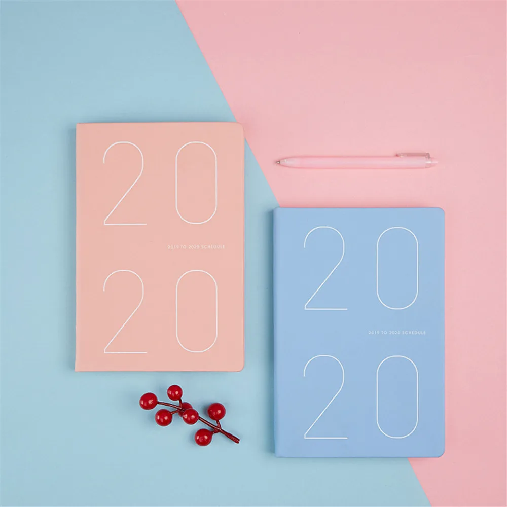 

Agenda 2020 Calendar Notebook Kawaii Stationery A5 Solid Color Business Monthly Weekly Planner Schedule 2019.07-2020.12