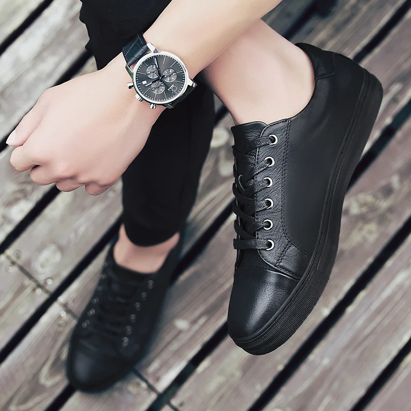 

Fashion Men shoes Leisure Comfortable genuine Leather Walking lace up Shoes New Male Outdoor Durable Breathable Sneakers For Men