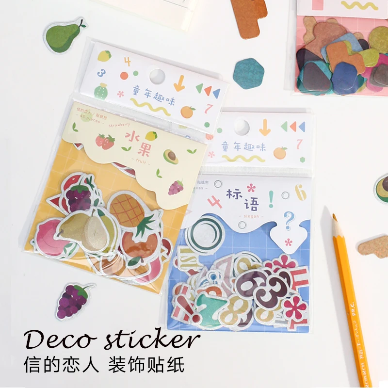 

45pcs/pack Kawaii Fun Slogan Stickers Set Scrapbooking Stickers For Journal Planner Diy Crafts Scrapbooking Diary