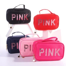 New PINK Multifunction Cosmetic Bag 2021 Toiletries Organizer Travel Women Make Up Cases Organizer