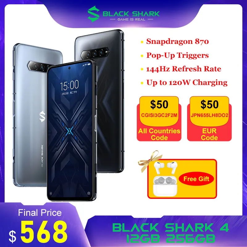 Глобальная Версия Black Shark 4 5G Смартфон Snapdragon 870 игровой телефон 144 Гц Частота