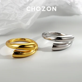 

925Sterling Silver Niche Designer Geometric Lines Minimalist Ring for Women Korean Cold Wind Index Finger Opening Ring Wholesale