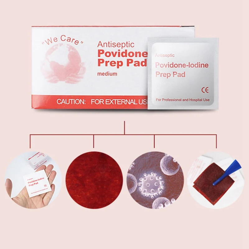 100 шт./компл. Povidone-Lodine Prep Pad герметичная Стерильная дезинфекция ран для дома путешествия на открытом воздухе лагерь аптечка Набор для маникюра