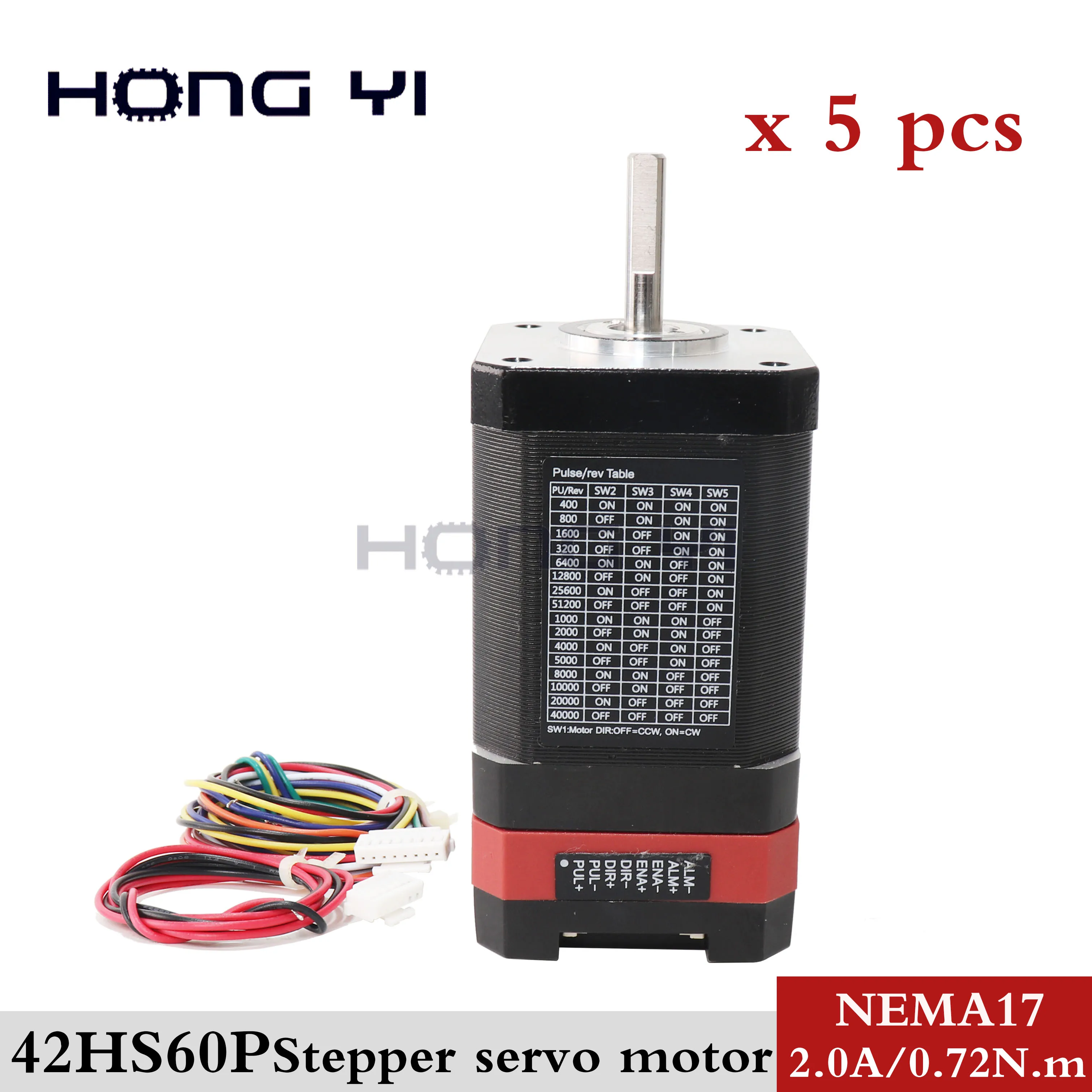 5 шт. 2.0A серводвигатель с приводом 41Oz-in 0.72N.m ESS42-P2X-60MM привод гибридный шаговый |