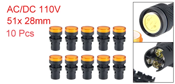 Yellow AC DC 110V Uxcell 10 шт. индикаторы AC/DC 12 В 24 В 380 В 110 В 220 в красный синий желтый зеленый белый светодиодный Скрытая Панель Крепление 7/" 22 мм - Цвет: Yellow AC DC 110V