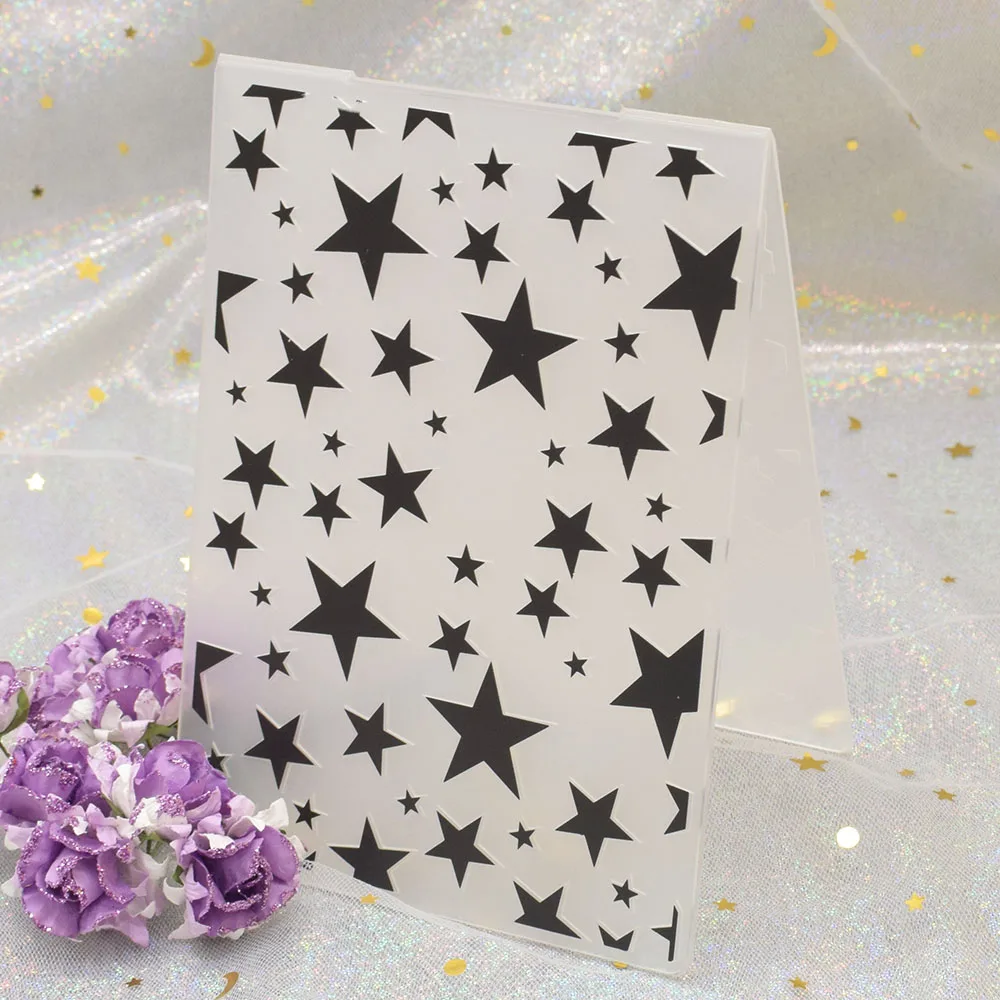 

Star Pattern Paper Embossing Craft Tools Plastic Embossing Folder Scrapbooking Card Photo Album Background Making Template