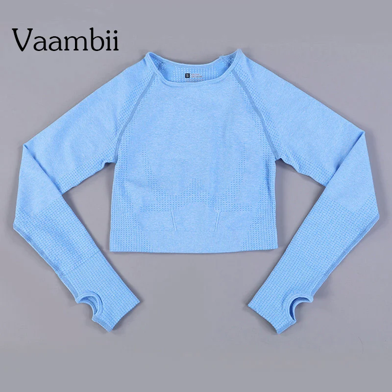 

Long Sleeve T-shirt Vital Seamless Gym Crop Top Women Fitness Sport Tshirt Woman Yoga Shirt Womens Workout Tops Sportswear