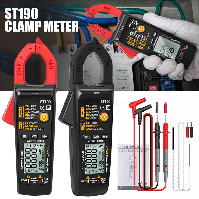 Digital AC Clamp Meter High Precision Auto Range Voltage Current Multimeter Digital AC Clamp Meter High Precision Auto Range Voltage Current Multimeter