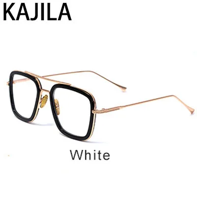 White Lentes Tony Stark Солнцезащитные очки Мужские брендовые дизайнерские ретро квадратные стимпанк Железный человек солнцезащитные очки для женщин UV400 очки - Цвет линз: White