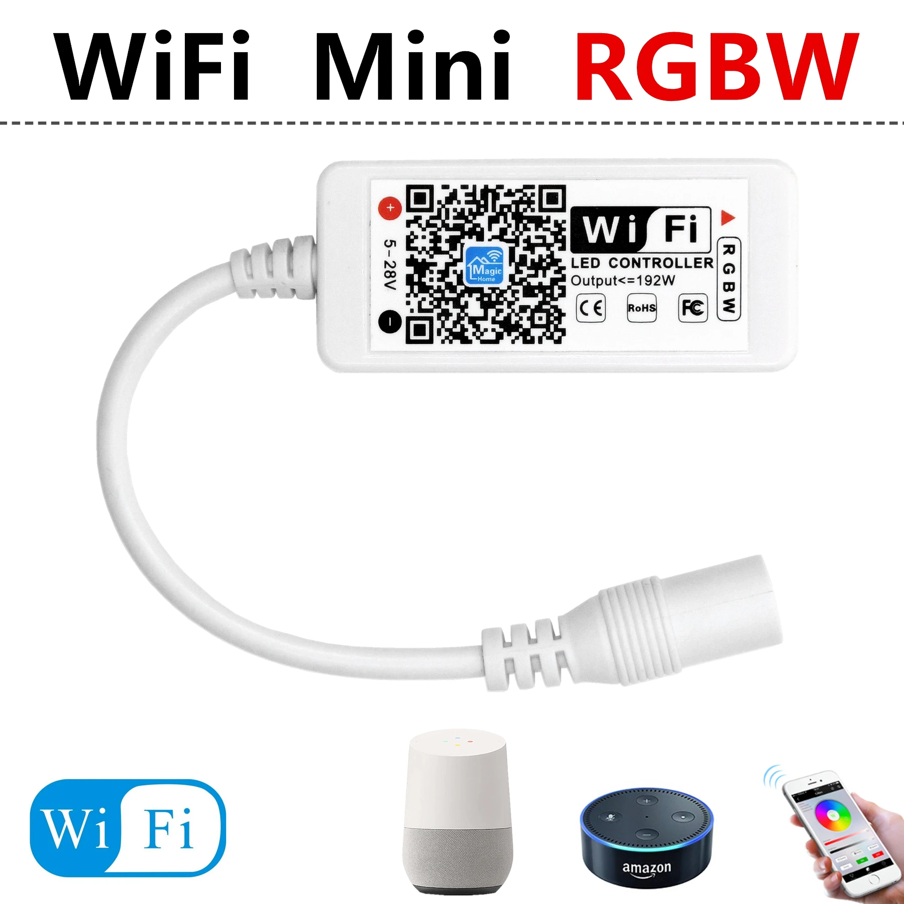 DC12-28V мини wifi RGB/RGBW контроллер полосы музыкальный контроллер Amazon Alexa Google домашний телефон wifi контроллер для полосы светильник - Цвет: MINI WIFI RGBW 5pin